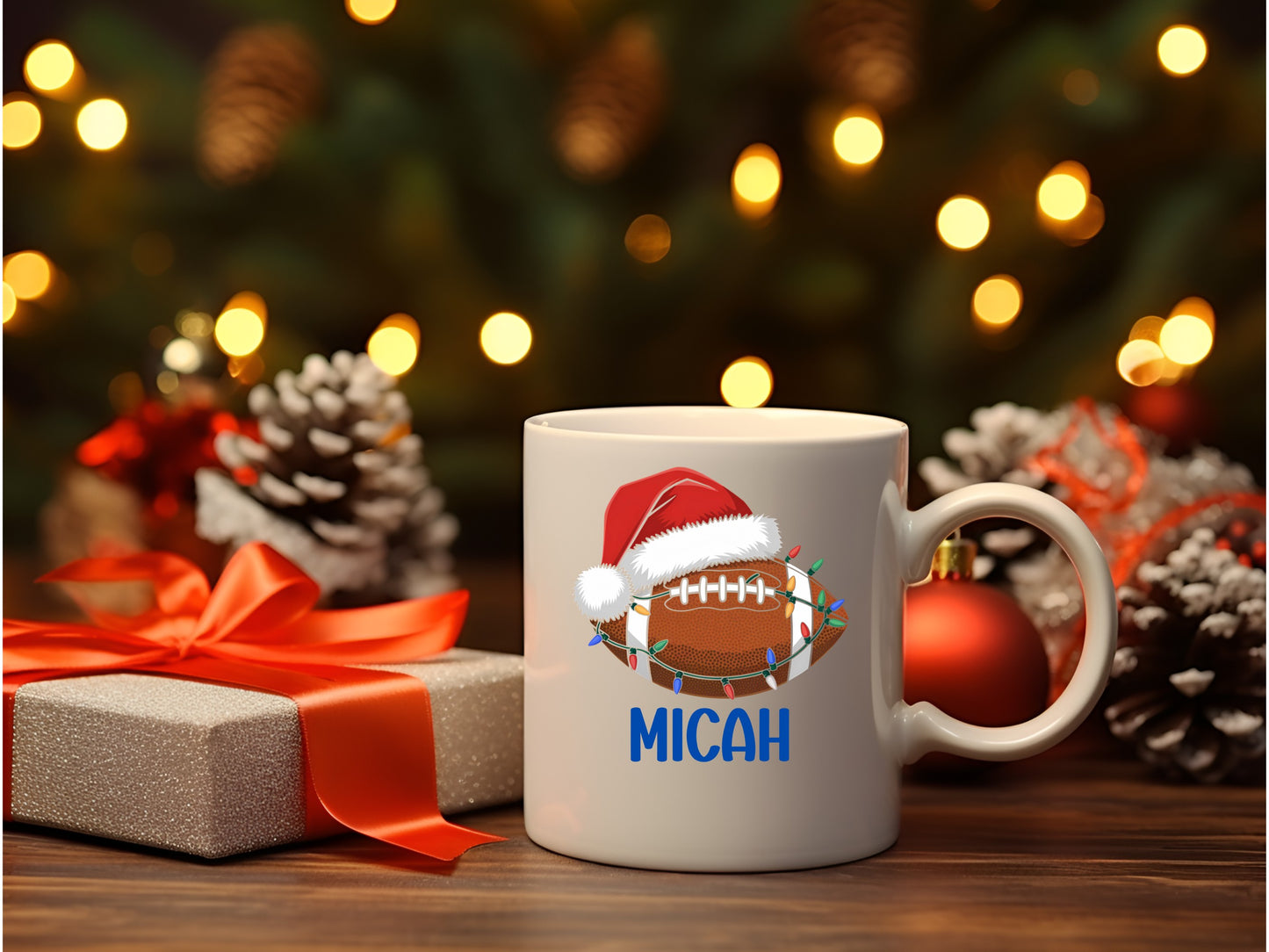 Personalized Santa Football Mug