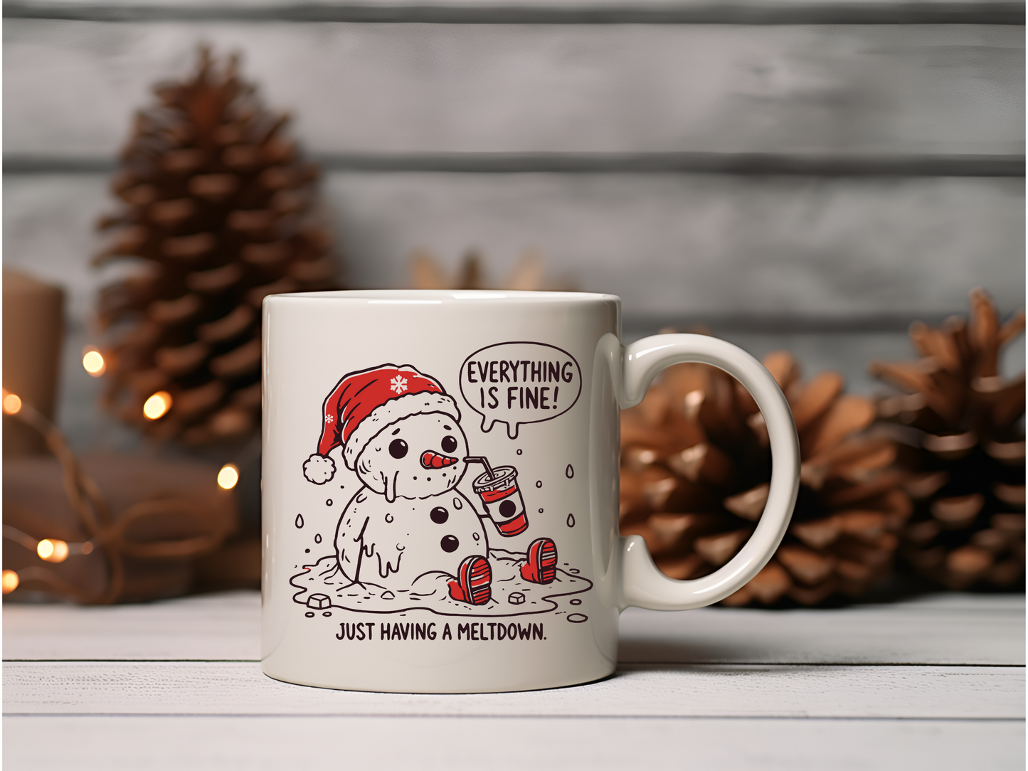 Having a Meltdown Snow Man Mug